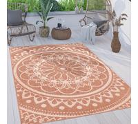 Alfombra para exteriores, resistente a la intemperie y robusta, diseño bohemio mandala, fácil de limpiar, tejido plano, tamaño 160x220 cm