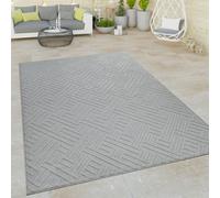 Alfombra para interior y exterior, color gris, ideal para terraza o balcón, con efecto 3D, diseño oriental, tejido plano, tamaño 200x290 cm
