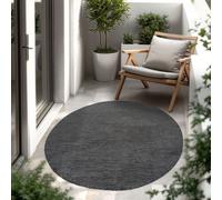 Alfombra para interior y exterior, de tejido plano, de color liso, moderna, resistente a la intemperie, ideal para terraza o cocina, de forma redonda y tamaño 200 cm