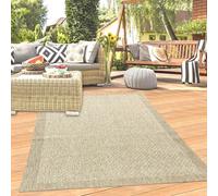 Alfombra para interiores y exteriores, ideal para terrazas, ligera y duradera, de color beige liso, tamaño: 160 x 230 cm