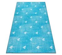 Alfombra para niños HEARTS Jeans vintage corazones - turquesa 150x300 cm