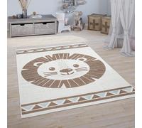 Alfombra para niños, ideal para habitaciones infantiles o exteriores, alfombra de juego con efecto 3D, diseño de león, color beige, tamaño 140x200 cm