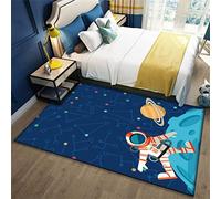 Alfombra para Niños Universe Planet Astronaut 3D Antideslizante Azul Negro - Sala de Estar, Gaming, Lavable - Nave Espacial, Cohetes (Color4, 120 x 160 cm)