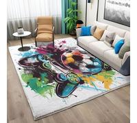 Alfombra para niños y adolescentes, 80 x 120 cm, lavable, antideslizante, temática deportiva, diseño de grafiti, mando de juegos, para dormitorio, habitación de niños, sala de juegos, sala de juegos
