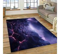 Alfombra para sala de estar, dormitorio, sofá, comedor, cocina, baño, pasillo, pasillo, antideslizante, decoración del hogar, sala de juegos, alfombra de juego, diseño 3D de volcán, lava, magma, griet