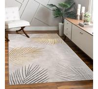 Alfombra para sala de estar, pelo corto, diseño floral con hojas, arcoíris y motivos geométricos. Tamaño: 80x300 cm