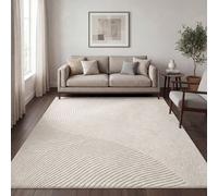 Alfombra para sala de estar, pelo corto, estilo escandinavo, japonés, bohemio, diseño abstracto, color uniforme crema, tamaño 200x280 cm