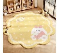 Alfombra para Salón Sofá Silla Cojín Alfombra Infantil para Dormitorio Cuarto de Jugar Lavable Suave Antideslizante Bleu Alfombra Esponjosa de Cama Animale Perro Conejo Oso (Amarillo, 120x120cm)