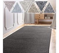 Alfombra rectangular Sundae para salón, pasillo y cocina, color gris antracita, 67 x 300 cm