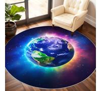 Alfombra Redonda de Galaxia de 210 cm, Alfombra de área 3D Planet para Sala de Estar, alfombras Redondas Lavables para Dormitorio, Mesa de Comedor, decoración del hogar