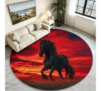 Alfombra redonda lavable de 200 cm, alfombra circular suave con estampado de animales de la vida silvestre, alfombra de pelo corto antideslizante para entrada, sala de estar, dormitorio, junto al sofá
