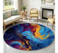 Alfombra redonda lavable de 200 cm, moderna, abstracta, suave, circular, con estampado de ondas, de pelo corto, antideslizante, para entrada, sala de estar, dormitorio, junto al sofá, oficina