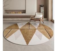 Alfombra redonda, sala de juegos, alfombra circular grande para sofá | Marrón Beige decoración del hogar sala de estar, alfombrilla para silla antideslizante(100cm/3.3ft)