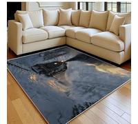 Alfombra Sala de Estar 140 x 200 cm Tren de Vapor Pelo Corto Suave y Antideslizante White Alfombra Dormitorio y Cocina