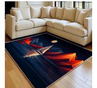 Alfombra salón 120 x 180 cm Vista Nocturna de un velero de montaña Pelo Corto Lavable, Antideslizante Azul-Negro Alfombra Grande Dormitorio, salón y Comedor