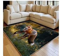 Alfombra salón Grande 160 x 230 cm Zorro Salvaje Pelo Corto Lavable, Suave y Antideslizante Pintura De Diamantes Alfombra Dormitorio, salón y Comedor