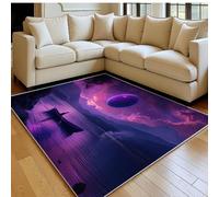Alfombra salón Grande 180 x 270 cm Barco Planet Mountain Pelo Corto Suave y Antideslizante Púrpura Alfombra Decorativa para salón, Dormitorio y Comedor