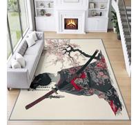 Alfombra Salón Peludo Ras 100 x 160 cm Mujer Kimono Cerezo Flores Alfombra, Japonés Descenso de Cama Dormitorio Suave Antideslizante Lavable Carpette Salón Moderno Felpudo Suelo Interior para Salón