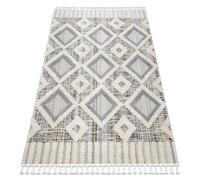 Alfombra SEVILLA Y523C diamantes gris / amarillo Franjas Bereber Marroquí Shaggy 180x270 cm