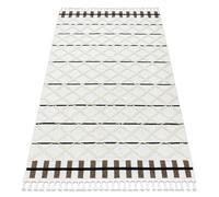 Alfombra SEVILLA Y611A conducción diamantes marrón / blanco Franjas Bereber Marroquí Shaggy 200x290 cm