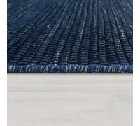 Alfombra tejida a mano, de tejido plano, estilo escandinavo, con motivos melangés en azul, de tamaño 120x170 cm