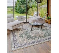 Alfombra vintage para exteriores Unyqoos® Valenca Nova – Verde oscuro, 160 x 230 cm, lavable, con tejido 3D, para interior y exterior