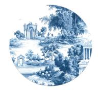 Alfombra Vintage Toile de Jouy Redonda alfombras Circulares francesas Azul campestre y Blanca Classic Coastal Cottage Tapis para el salón 120 cm