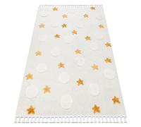 Alfombra YOYO GD75 blanco / naranja - Estrellas circulos para niños estructural sensorial Flecos 160x220 cm