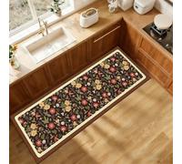 Alfombras Cocina Antideslizante Lavables De 40X120Cm Con Estampado Floral. Alfombra De Cocina Absorbente Con Base De Goma Diatomita. Alfombras De Estilo Vintage Para Zonas De Fregadero Y Entrada. F