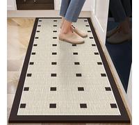 Alfombras Cocina Antideslizante Lavables De 50X80+50X160Cm Con Base De Goma Diatomita. Alfombras Largas De Estilo Vintage A Cuadros Para Zonas De Fregadero Y Entrada. Fáciles De Limpiar. 50X80+50X1