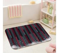 Alfombras de baño a rayas, modernas y contemporáneas, líneas de gotas de agua, color negro, esenciales para la habitación, alfombra de baño de pelo bajo para baño, decoración de suelo, 20 x 32