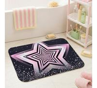 Alfombras de baño con diseño de estrellas, modernas y contemporáneas con rayas brillantes, sin melocotón, para dormitorio, decoración estética para bañera, ducha, 16 x 24 pulgadas