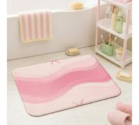 Alfombras de baño con diseño de ondas, modernas y contemporáneas, con lazo de primavera, melocotón, artículos esenciales para el dormitorio, decoración de baño, bañera, ducha, 20 x 32 pulgadas