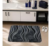 Alfombras de baño con diseño de ondas, modernas y contemporáneas, líneas de gotas de agua, color negro, esenciales para el dormitorio, tapete de ducha para baño, decoración del suelo, 20 x 32 pulgadas