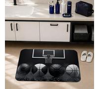 Alfombras de baño de baloncesto, deportivas, modernas, con aro, color negro, esenciales, para bañera, ducha, decoración de 40,6 x 61 cm
