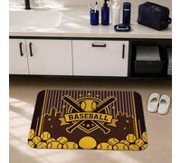 Alfombras de baño de béisbol, deportivas, modernas, cruzadas, con diseño de murciélagos cruzados, horizonte de la ciudad, para verano, color marrón, artículos esenciales para dormitorio, alfombras de