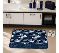 Alfombras de baño de camuflaje, modernas, informales, con puntos de burbujas, color azul marino, para dormitorio, tocador, decoración de fregadero, 20 x 32 pulgadas