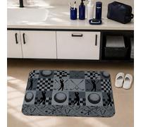 Alfombras de baño de golfista, deportivas, modernas, con pelota de golf, palos cruzados, ninguno, color negro, para dormitorio, baño, ducha, suelo, decoración de inodoro, 20 x 32 pulgadas