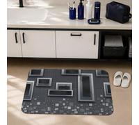 Alfombras de baño geométricas, modernas y contemporáneas, cuadradas, rectangulares, color gris, esenciales para dormitorio universitario, alfombras de baño suaves para ducha, suelo de inodoro