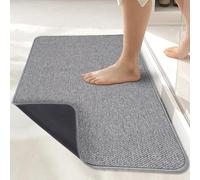 Alfombras de baño ultrafinas, de secado rápido, antideslizantes, lavables a máquina, superabsorbentes, se ajustan debajo de la puerta, color gris, 43 x 89 cm