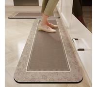 Alfombras De Cocina Florales Antideslizantes Con Base De Goma Lavable De 60X180Cm, Color Marrón. Alfombras De Cocina Vintage Absorbentes Para Zonas De Fregadero Y Entrada. Fáciles De Limpiar.
