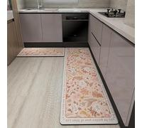 Alfombras De Cocina Florales Antideslizantes Lavables Con Base De Goma, 40X60Cm. Alfombras De Cocina Vintage Con Estampado Floral Para Zonas De Fregadero Y Entrada. Fáciles De Limpiar. Color Rosa,