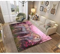 Alfombras De Habitacion Niños Infantiles Bebés Juvenil Chica 3d Unicornio Caballo Animales Lavables Pelo Corto Vinilicas Grandes Pequeñas Alfombras Salon Tapiceria Modernas (140x180 cm,Rosa)