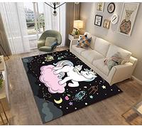 Alfombras De Habitacion Niños Infantiles Bebés Juvenil Chica 3d Unicornio Caballo Animales Lavables Pelo Corto Vinilicas Grandes Pequeñas Alfombras Salon Tapiceria Modernas (100x150 cm,negro A)