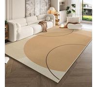 Alfombras grandes de 2 x 2,5 m para sala de estar, alfombra de 200 x 250 cm, lavable, suave, para el hogar, comedor, oficina, decoración del suelo, alfombra moderna geométrica beige