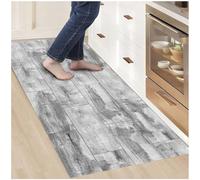 Alfombras Vinilicas Efecto Parquet Gris 240 x 60 - Alfombra Vinilica Cocina Resistente y Antitropiezos - Alfombra Cocina Lavable Antideslizante para Interior/Exterior - Alfombras de Vinilo Esponjosas