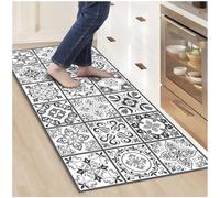 Alfombras Vinilicas Hogar 200 x 80 Negro/Gris - Alfombra Vinilica Cocina Resistente y Antitropiezos - Alfombra Cocina Lavable Antideslizante para Interior/Exterior - Alfombras de Vinilo Esponjosas