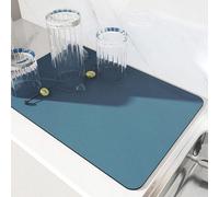 Alfombrilla absorbente de nanofibras, superabsorbente, azul, 40 x 50 cm, antideslizante, para desagües y fregaderos