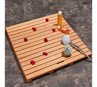 Alfombrilla antideslizante de teca con agujero de drenaje, alfombrilla de baño de madera para interiores y exteriores, spa, hogar y baño, 70 x 110 cm / 27.6x43.3in, diseño de resbalón resistente al