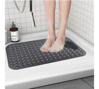 Alfombrilla antideslizante para ducha Unyqoos® color gris, 40 x 70 cm, fabricada en TPE, libre de BPA. Incluye función de masaje, orificios de drenaje y ventosas para bañera y ducha